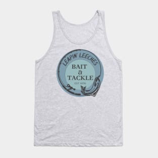 Leapin' Leeches Bait & Tackle Fishing Logo Tank Top